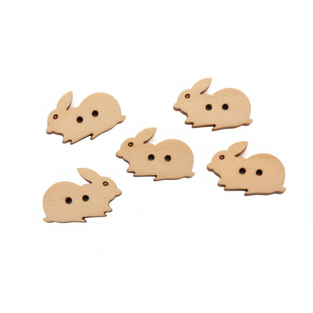 houten knoop konijn (5x)